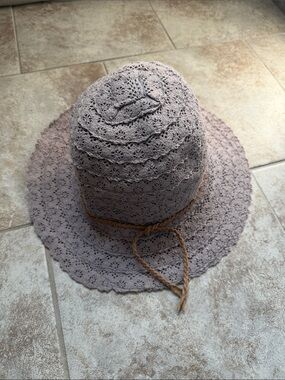 Lace Crochet Sun Hat - Taupe
